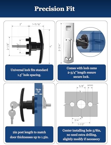 Truck Cap Camper Shell T-Handle Lock Latch Replacement Locking Cam Truck Bed Topper Door Locking Kit Accessories - L&R Cam Only