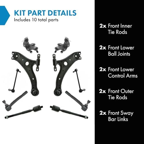 TRQ Front Steering & Suspension Kit Ball Joint Control Arm Sway Bar