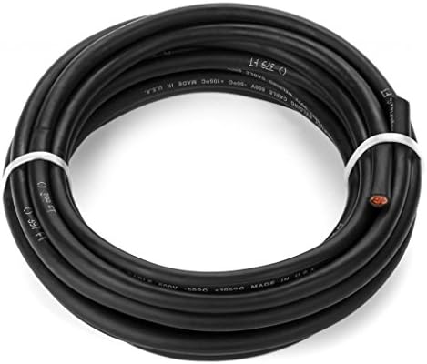 EWCS 2 Gauge Premium Extra Flexible Welding Cable 600 Volt - Black - 25 Feet - Made in The USA