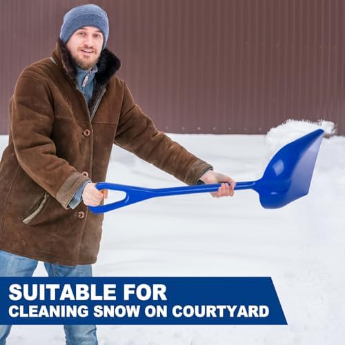 Frienda 3 Pcs Plastic Snow Shovel Large Scoop Shovel, Blue