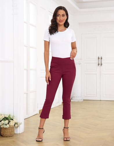 HDE Pull On Capri Pant for Women w/Pockets Elastic Waist Cropped Work Pant