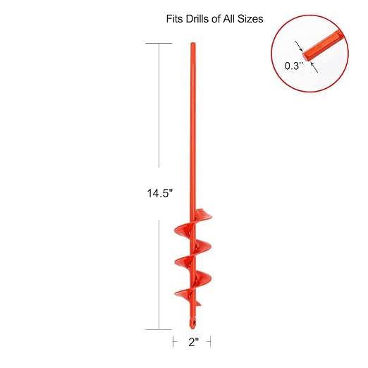 MAXCCINO Auger Drill Bit for Planting 2"(D) x14.5(L), Garden Ground Earth Spiral Drill Bit for 3/8" Hex Drive Drill, for Post Hole Digger Bulb Bedding Digging Plant Rapid Planter
