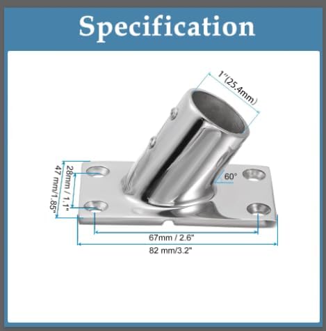 YANYUCB Boat Hand Rail Fitting,316 Stainless Steel Rectangular 60/90 Degree Boat Hand Rail Base(1 inch,1-1/4inch,7/8 inch,1-3/16 inch) with L Shape Hex Key and Screws