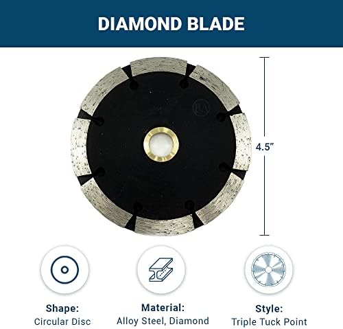 Benchmark Abrasives Premium 4.5" Triple Double Tuck Point Diamond Blade with 7/8" Arbor 5/8" Bushing for Mortar Removal, Grout Repair, Masonry, Concrete Stone Angle Grinder Blade