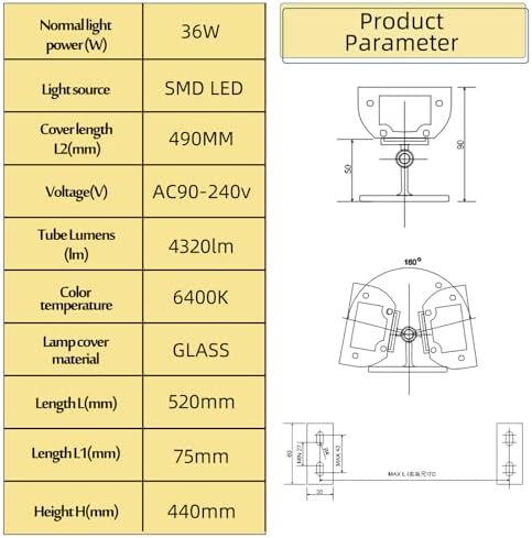 36W CNC LED Machine Tube Light IP67 AC110-220V 4320lm 6400K
