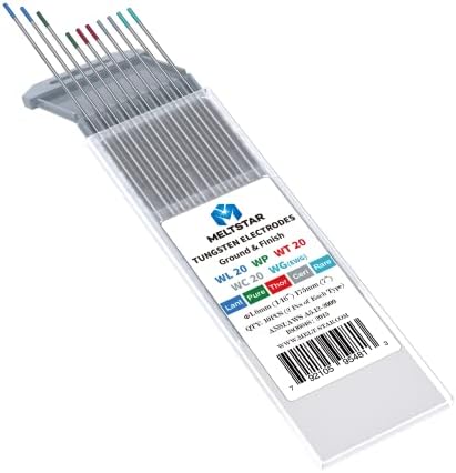 TIG Welding Tungsten Electrodes Mix Set, 5 Color Markings Red Green Blue Turquoise Grey, 1/16" x 7" 10 Pack