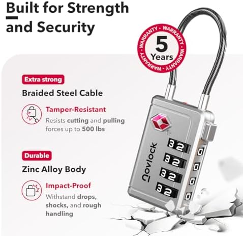 TSA Approved Luggage Locks, Travel Locks with Inspection Indicator