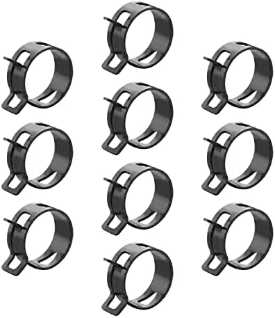 10pcs 1.26" ID Constant Tension Band Hose Clamps, 32mm Spring Band Type Action Hose Clamp Manganese Steel Fuel Line Clamp Low Pressure Air Clip Clamp for Fuel Hose Line Water Pipe Air Tube black