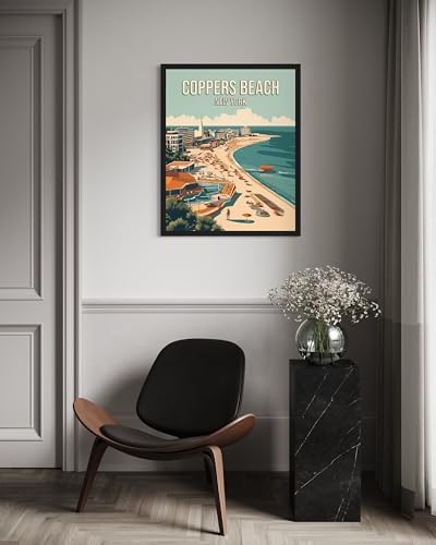 Coppers Beach New York Wall Art Print Poster, US Vintage Retro Beach Scenery Posters Prints for Restroom Home Picture Painting Artwork Gallery 219 (Coppers Beach New York, 24 x 36 inches, Unframed)