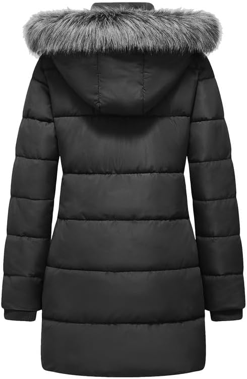 GGleaf Women's Winter Puffer Coat with Removable Fur Hood Warm Snow Jacket