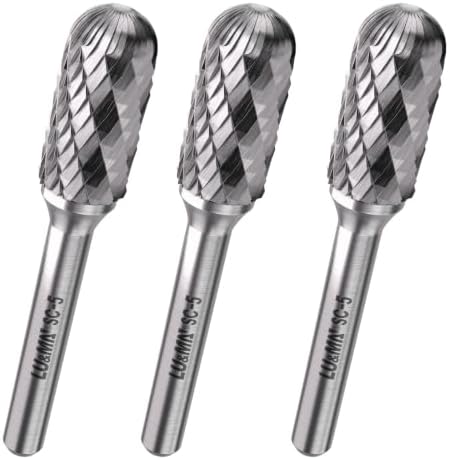 LU&MN SC-5 Tungsten Carbide Burr, 1/2" Head 1/4" Shank, 3 Pcs