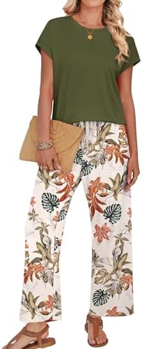 WIHOLL Two Piece Sets for Women Summer Spring Outfits Lounge Sets Beach Vacation Clothes Airport Travel Matching Clothing