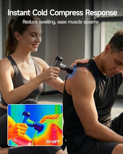 HEYCHY Mini Massage Gun, Deep Tissue Handheld Massager with Heat & Cold