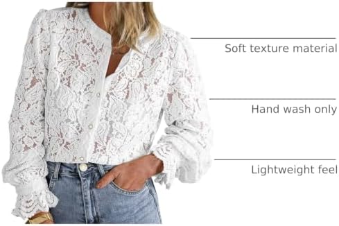 PRETTYGARDEN Women's Fall Trendy Long Sleeve Lace Tops