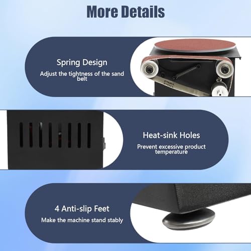 6-Inch Mini Disc Sander, 7 Speed Adjustable Bench Belt Sander Grinder, Electric Tabletop Belt Sanders for Metal Wood Knife Steel Iron Plastic Working, 100W 110V