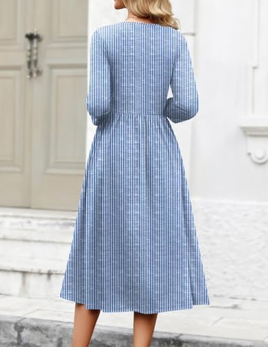 Zeagoo 3/4 Sleeve Women's Dress Casual Aline Summer Fall Midi Long Dresses