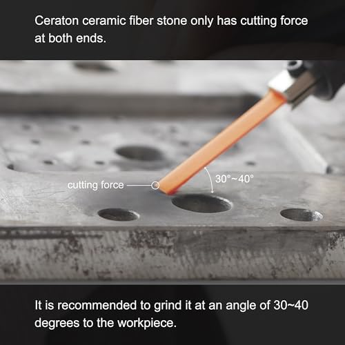 MIRACLE Ceraton Ceramic Fiber Stone Pack of 10 100(L) x 4(W) x 1(T) mm for Grinding Polishing Deburring Lapping Metal Wood Molds Plastic Compatible with Air Tools Ultrasonic Polishers (#1200 Red)