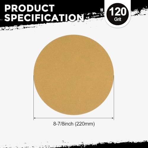 10Pcs Sanding Discs 8-7/8In 120Grit Hook and Loop Sandpapers Yellow