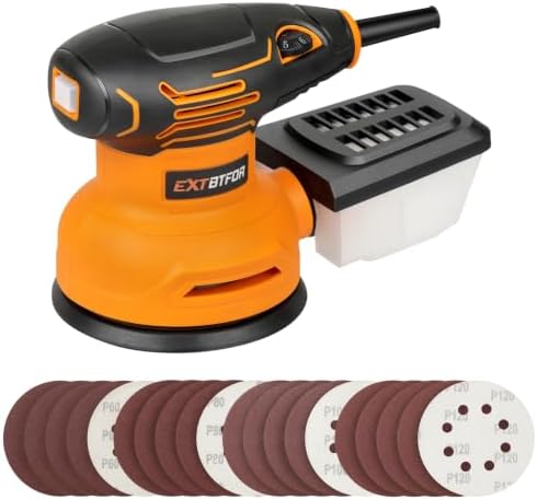 5" Orbital Sander,300W 5000-12000OPM Variable Speed 20 Sandpapers