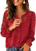 Zeagoo Long Sleeve Shirts for Women Lace Top Button Up Blouse Dressy Casual