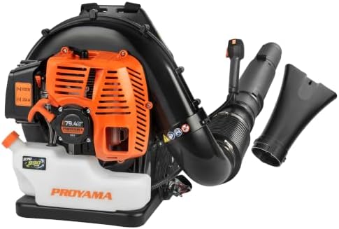 PROYAMA 79.4CC Gas Backpack Leaf Blower, 990CFM 270MPH Blower For Lawn Care