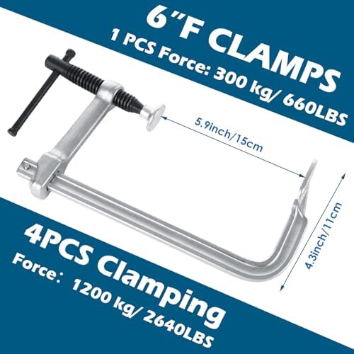 JMIATRY 4PCS Welding F Clamps 6 Inches Heavy Duty Steel Bar Clamp
