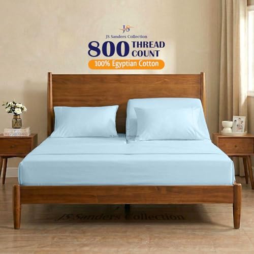 JS Sanders Collection Split Head Sheet Set 4PC Cal. King Size, Light Blue