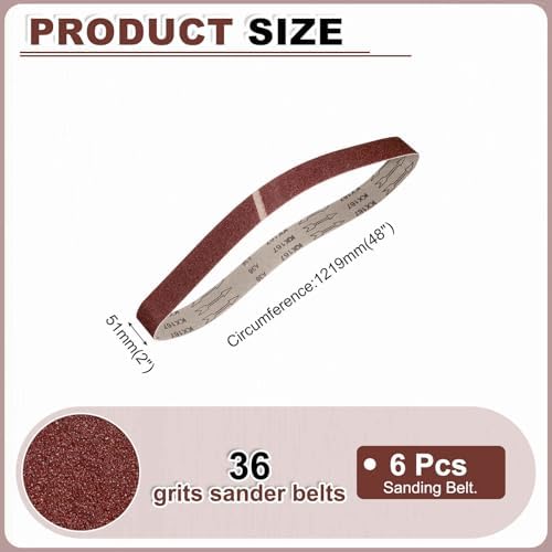 HARFINGTON 2 x 48 Inch Sanding Belts, 6 Pcs 36 Grit Aluminum Oxide