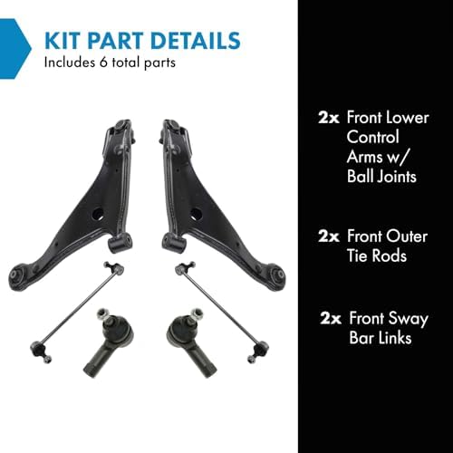 TRQ Front Steering & Suspension Kit Control Arm with Ball Joint Sway Bar