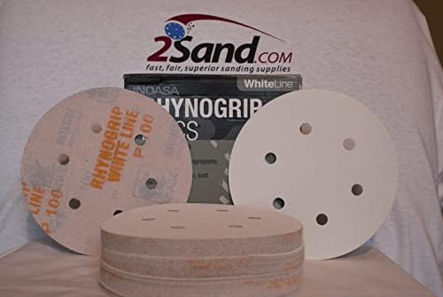 Indasa Rhynogrip 6 inch 6 Hole Hook & Loop Sanding Discs 50/box 100 Grit