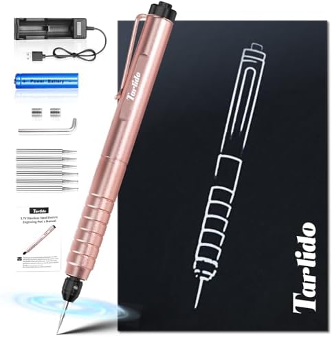 Tarlido Engraving Pen, USB Rechargeable Cordless Rotary Tools, Professional Mini Carving Machines Portable DIY Engraver Machine for Metal to Wooden, Glass, Jewelry-Rose Gold
