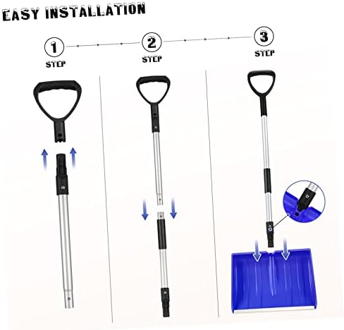 Yardwe Large Snow Shovel Adjustable Aluminum Handle Heavy-Duty Snow Remover Tool for Driveway and Outdoor Activities and Ice Scraping Blue