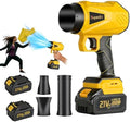 Leaf Blower Cordless - Handheld Electric Blower with 2 X 4.0Ah Batteries and Charger, 700CFM Stepless Speed, Powerful Blower with 2 Extended Nozzle, Lightweight Blower for Yard/Garage/Lawn Cleaning