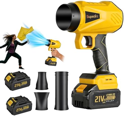 Leaf Blower Cordless - Handheld Electric Blower with 2 X 4.0Ah Batteries and Charger, 700CFM Stepless Speed, Powerful Blower with 2 Extended Nozzle, Lightweight Blower for Yard/Garage/Lawn Cleaning