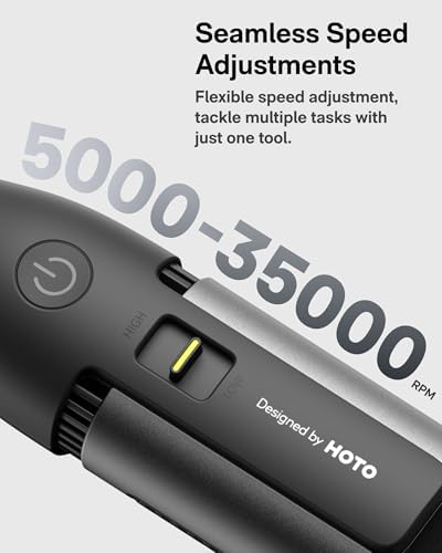 HOTO 12V Cordless Rotary Tool Kit, 35000 RPM Powerful Brushless Motor, Variable Speed, 3000mAh & LED Light, 37 Premium Accessories for 3D Printing Sanding, Polishing, Carving, Drilling& DIY Crafts