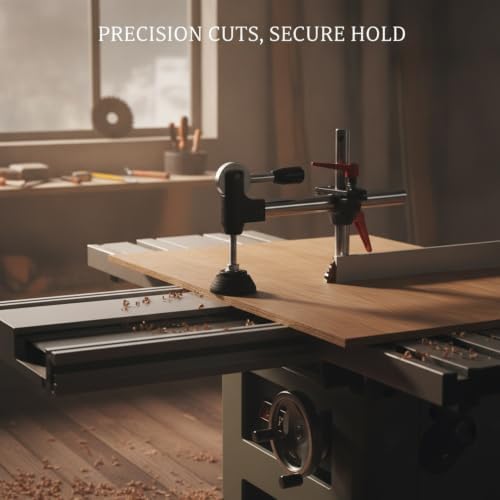 Iron Panel Saw Hold-Down Clamp for Woodworking, Horizontal Workholding Device for Large Sheets and Straight Cuts, Black Finish