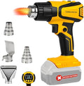 Cordless Heat Gun Compatible with Dewalt 20V Battery 350W Fast Heating 2-Temp Setting120℉-1110℉ Portable Hot Air Gun with LCD Display 4Nozzle for DIY shrink wrapping (Tool Only, Not Made by Dewalt)