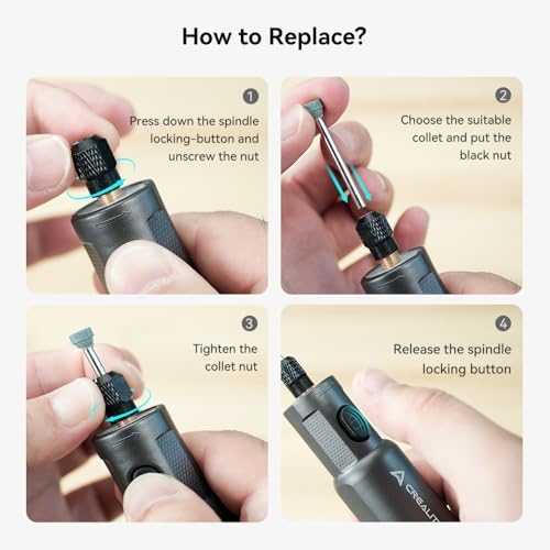 Creality Cordless Rotary Tool Kit with 24PCS Accessories,Multi-functional, 6 Variable Speeds,Long Battery Life and Cordless handheld 3.7V for D Printing Models Grinding Polishing Drilling Cutting