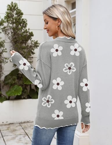 Zeagoo Women's 2026 Fall V Neck Sweater Long Sleeve Lightweight Knit Tops