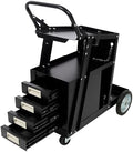 Heavy Duty Welding Cart, 2-Tier 4 Drawer Rolling Welder Trolley with 360° Swivel Wheels, Portable Storage Cart for MIG/TIG/ARC Welder & Plasma Cutter, 220LBS Load Capacity
