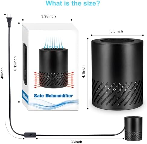 Gun Safe Dehumidifier Electric, Dehumidifier for Gun Safe Dryer, Plug in Gun Safe Heater, 360° Heating Circular Air with Built-in Fan