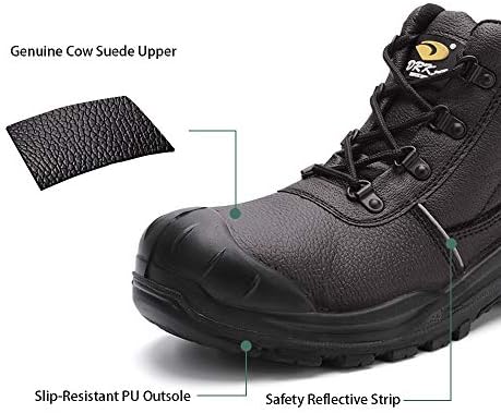 DRKA Water Resistant Steel Toe Work Boots For Men,6'' EH-Rated Safety Boots