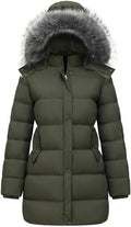 GGleaf Women's Winter Puffer Coat with Removable Fur Hood Warm Snow Jacket