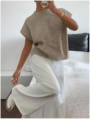 SOLY HUX Women's Short Sleeve Business Casual Sweater