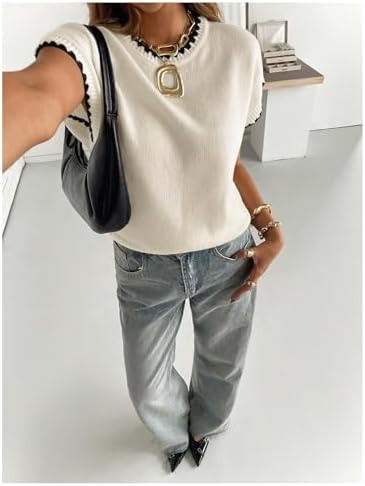 SOLY HUX Women's Short Sleeve Business Casual Sweater