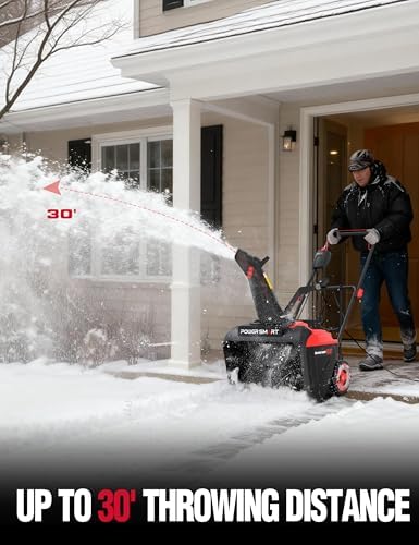 PowerSmart 21 Inch Corded Electric Snow Blower, 15 Amp, with LED Light
