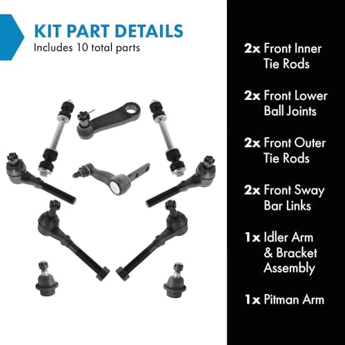 TRQ Front Steering & Suspension Kit Ball Joint Idler Arm & Bracket Assembly