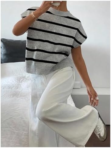 SOLY HUX Women's Short Sleeve Business Casual Sweater