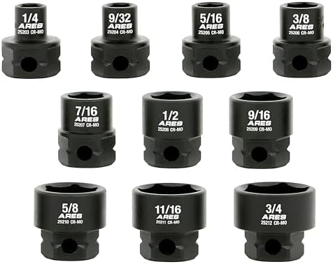 ARES 29019 10-Pc 3/8in SAE Nano Sockets, Low Profile, w/Rail | Impact grade sockets offer greater clearance than typical shallow sockets