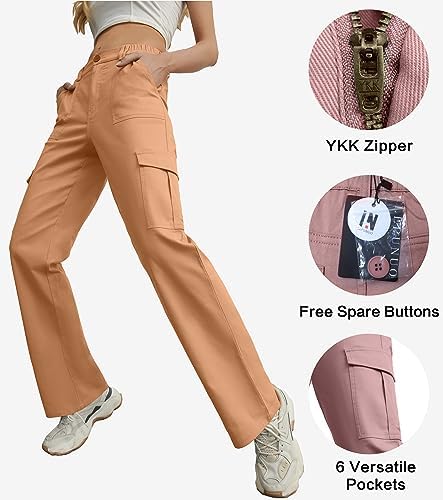 Lepunuo Cargo Pants for Women High Waisted Casual Pants Baggy Stretchy Wide Leg Y2K Streetwear with 6 Pockets